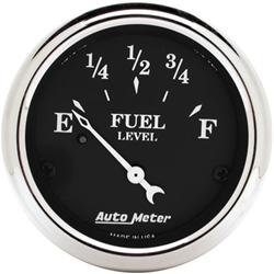 Gauge, Old Tyme Black, Fuel Level, Empty/Full, 240 Ohms/33 Ohms, 2 1/16 in., Analog, Electrical, Each