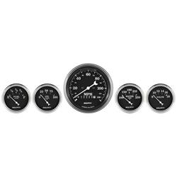 Gauge Kit, Old Tyme Black Series, Analog, Water Temperature, Oil Pressure, Voltmeter, Kit