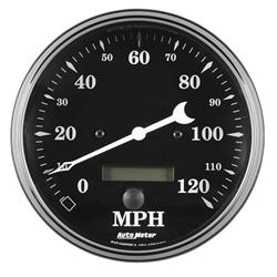 Speedomoeter Gauge, Analog, 0-120 mph, 5 in. Diameter, Full Sweep, Digital Tripometer, Electrical, Each
