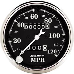 Speedometer, 0-120 mph, 3 1/8 in., Analog, Mechanical, Each