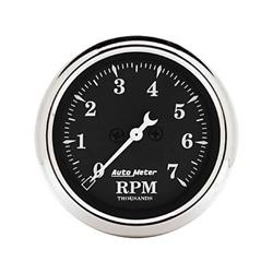 Tachometer, Old Tyme Black, 0-7,000 rpm, 2 1/16 in., Analog, Electrical, Each