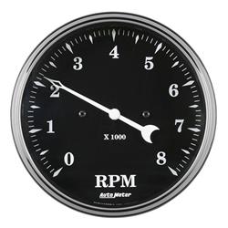 Tachometer, Old Tyme Black, 0-8,000 rpm, 5 in., Analog, In-Dash, Electrical, Each