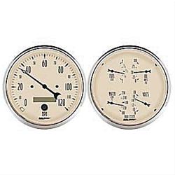 Gauge Kit, Analog, Antique Beige, Fuel Level, Volts, Oil Press, Water Temp., 5 in., Speedometer, Kit