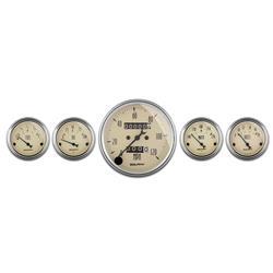 Gauge Kit, Analog, Antique Beige, Speedometer, Water Temperature, Fuel Level, Voltmeter, Oil Pressure, Kit