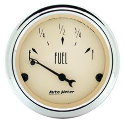 Gauge, Antique Beige, Fuel Level, Empty/Full, 0 Ohms/90 Ohms, 2 1/16 in., Analog, Electrical, Each