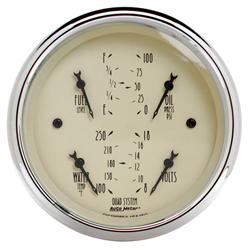Quad Gauge, Antique Beige, Electronic, Oil Pressure, Fuel Level, Voltmeter, Water Temperature, Each