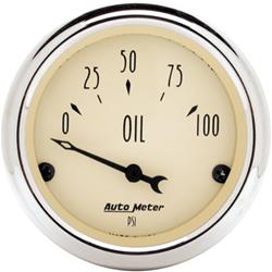 Gauge, Antique Beige, Oil Pressure, 0-100 psi, 2 1/16 in., Analog, Electrical, Each