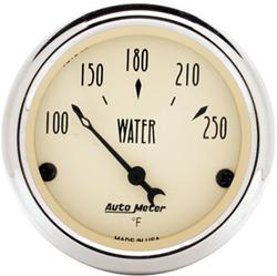 Gauge, Antique Beige, Water Temperature, 100-250 Degrees F, 2 1/16 in., Analog, Electrical, Each