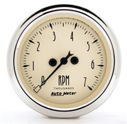 Tachometer, Antique Beige, 0-7,000 rpm, 2 1/16 in., Analog, Electrical, Each