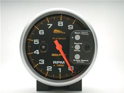 Gauge, Pro-Cycle, Tachometer, 5 in., 0-9,000 rpm, Full Sweep, Black Face, Red Pointer, Silver Bezel, Electrical, Each