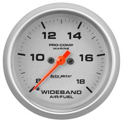 Marine Air/Fuel Ratio, Analog, 8:1-18:1 Ratio, 2-5/8 in., Brushed Aluminum, Each