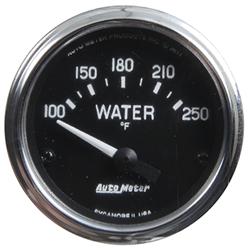 Gauge, Cobra, Water Temperature, 100-250 degrees F, 2 1/16 in., Black Face, Analog, Electrical, Each