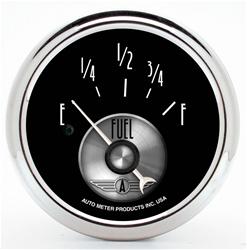 Gauge, Prestige, Fuel Level, 0/90 Ohms, 2 1/16 in. Diameter, Black Face, Analog, Electrical, Each