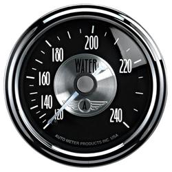 Gauge, Prestige, Water Temperature, 120-240 Degrees F, 2 1/16 in. Diameter, 12 foot Capillary Tube, Mechanical, Black Face, Analog, Each