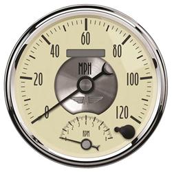 Gauges, Prestige, Tachometer, Speedometer, 5 in. Diameter, Ivory Face, Analog, Electronic, Kit