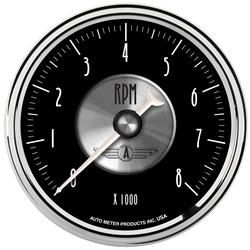 Tachometer, Prestige, 0-8,000 rpm., 3 3/8 in. Diameter, Black Face, Analog, Electrical, Each