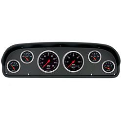 Gauge Kit, Designer Black, Analog, Speedometer, Tach, Oil, Water, Volts, Fuel, White Numbers, Red Pointers, Black Panel, Ford, F100, Kit