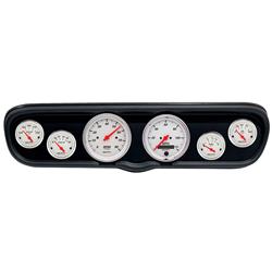 Gauge Kit, Arctic White Series, Analog, Speedometer, Tach, Oil, Water, Volts, Fuel, Black Numbers, Red Pointers, Black Panel, Ford, Kit