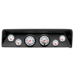 Gauge Kit, Phantom, Analog, White Face, Speedometer, Tach, Oil, Water, Volts, Fuel, Black Numbers, Red Pointers, Black Panel, Chevy, Kit