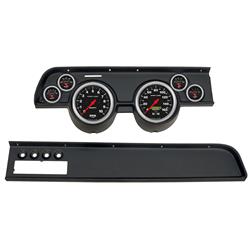 Gauge Kit, Sport-Comp, Analog, Black Face, Speedo, Tach, Oil, Water, Volts, Fuel, White Numbers, Red Pointers, Black Panel, Mercury, With A/C, Kit