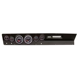 Gauge Kit, Sport-Comp II, Analog, Black Face, Speedo, Tach, Oil, Water, Volts, Fuel, White Numbers, Red Pointers, Black Panel, Dodge, Kit