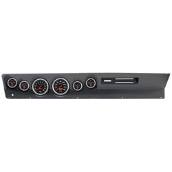 Gauge Kit, Sport-Comp, Analog, Black Face, Speedo, Tach, Oil, Water, Volts, Fuel, White Numbers, Red Pointers, Black Panel, Dodge, With A/C, Kit