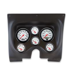 Gauge Kit, Phantom, Analog, White Face, Speedometer, Tach, Oil, Water, Volts, Fuel, Black Numbers, Red Pointers, Black Panel, Chevy, Pontiac, Kit