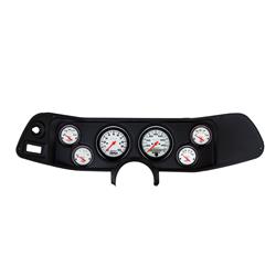 Gauge Kit, Phantom, Analog, White Face, Speedo, Tach, Oil, Water, Volt, Fuel, Black Numbers, Red Pointers, Black Panel, Chevy, Kit