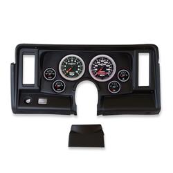 Gauge Kit, Sport-Comp II, Analog, Black Face, Speedo, Tach, Oil, Water, Volt, Fuel, White Numbers, Red Pointers, Black Panel, Chevy, Kit