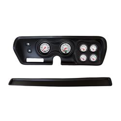 Gauge Kit, Phantom, Analog, White Face, Speedo, Tach, Oil, Water, Volt, Fuel, Black Numbers, Red Pointers, Black Panel, Dodge, Plymouth, Kit