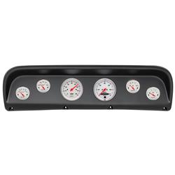 Gauge Kit, Arctic White, Analog, Speedometer, Tach, Oil, Water, Volt, Fuel, Black Numbers, Red Pointers, Black Panel, Ford, Kit