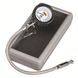 Tire Pressure Gauge, Analog, 0-15 psi, Bleed Valve, 13.75 in. Hose Length, Each