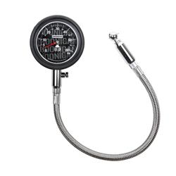 Tire Pressure Gauge, Hoonigan, Analog, 0-60 psi, Black Face, 2.25 in. Diameter, 13.75 in. Hose, Each