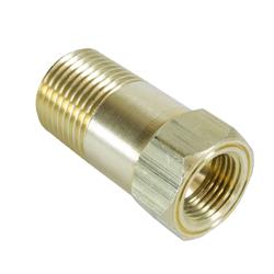 Temperature Adapter, Extended Length, Male 1/2 in. NPT to Female 5/8 in.-18, Brass, Natural, Each
