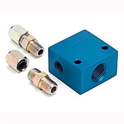 Manifold, Transmission Temperature Gauge, Aluminum, Blue, 1/2 in.-14 NPT, 3/8 in. Tubing, Kit