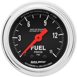 Gauge, Traditional Chrome, Fuel Pressure, 0-15 psi, 2 1/16 in., Analog, Mechanical, Each