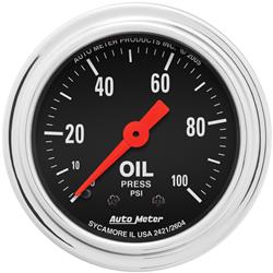 Gauge, Traditional Chrome, Oil Pressure, 0-100 psi, 2 1/16 in., Analog, Mechanical, Each