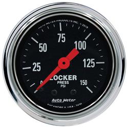 Gauges, Traditional Chrome Analog Gauges, Air Pressure, 0-150 psi, 2 1/16 in., Black Face, White Numbers, Chrome Bezel, Mechanical, Each