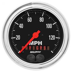 Speedometer Gauge, 0-140 mph, 3 3/8 in. Diameter, Full Sweep, Digital Tripometer, Electrical, Universal, Each