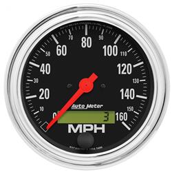 Speedometer, Traditional Chrome Series, 0-160 mph, 3 3/8 in., Analog, Electrical, Each