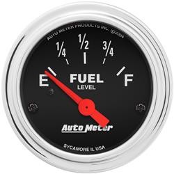 Gauge, Traditional Chrome, Fuel Level, Empty/Full, 240 Ohms/33 Ohms, 2 1/16 in., Analog, Electrical, Each