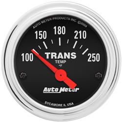 Gauge, Traditional Chrome, Transmission Temperature, 100-250 Degrees F, 2 1/16 in., Analog, Electrical, Each