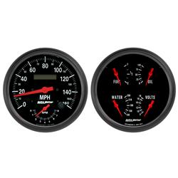 Gauge, Z-Series, Black Face, White Number, 5 in., Fuel Level, 240 Ohms/33 Ohms, Oil Pressure, Speedometer, Tachometer, Water Temperature, Volt, Kit