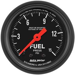 Gauge, Z-Series, Fuel Pressure, 0-15 psi, 2 1/16 in., Analog, Mechanical, Each