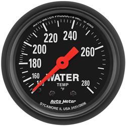 Gauge, Z-Series, Water Temperature, 140-280 Degrees F, 2 1/16 in., Analog, Mechanical, Each
