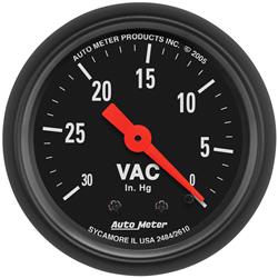 Gauge, Z-Series, Vacuum, 30 in. Hg, 2 1/16 in., Analog, Mechanical, Each