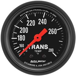 Gauge, Z-Series, Transmission Temperature, 140-280 Degrees F, 2 1/16 in., Analog, Mechanical, Each