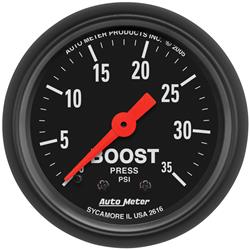 Gauge, Z-Series, Boost Pressure, 0-35 psi, 2 1/16 in., Analog, Mechanical, Each