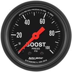 Gauge, Z-Series, Boost Pressure, 0-100 psi, 2 1/16 in., Analog, Mechanical, Each