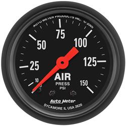 Gauge, Z-Series, Air Pressure, 0-150 psi, 2 1/16 in., Analog, Mechanical, Each